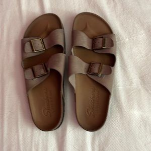 Sketchers luxe foam sandals tan size 9
